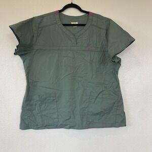 Wonderflex‎ Medical Scrub Top Women's Short Sleeve Pockets Stretch Size Small